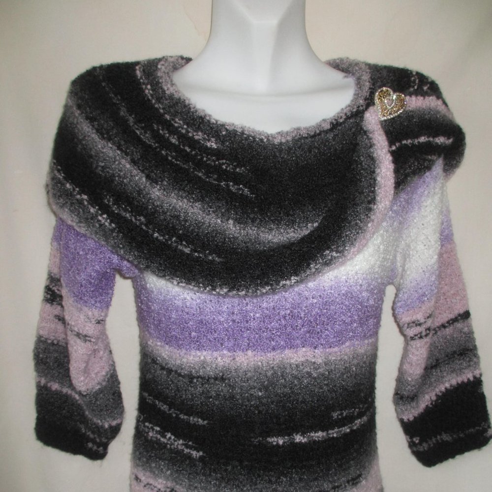 knitted handmade NEW PETITES PL PM LARGE MEDIUM SWEATER fashionable  3/4 sleeves